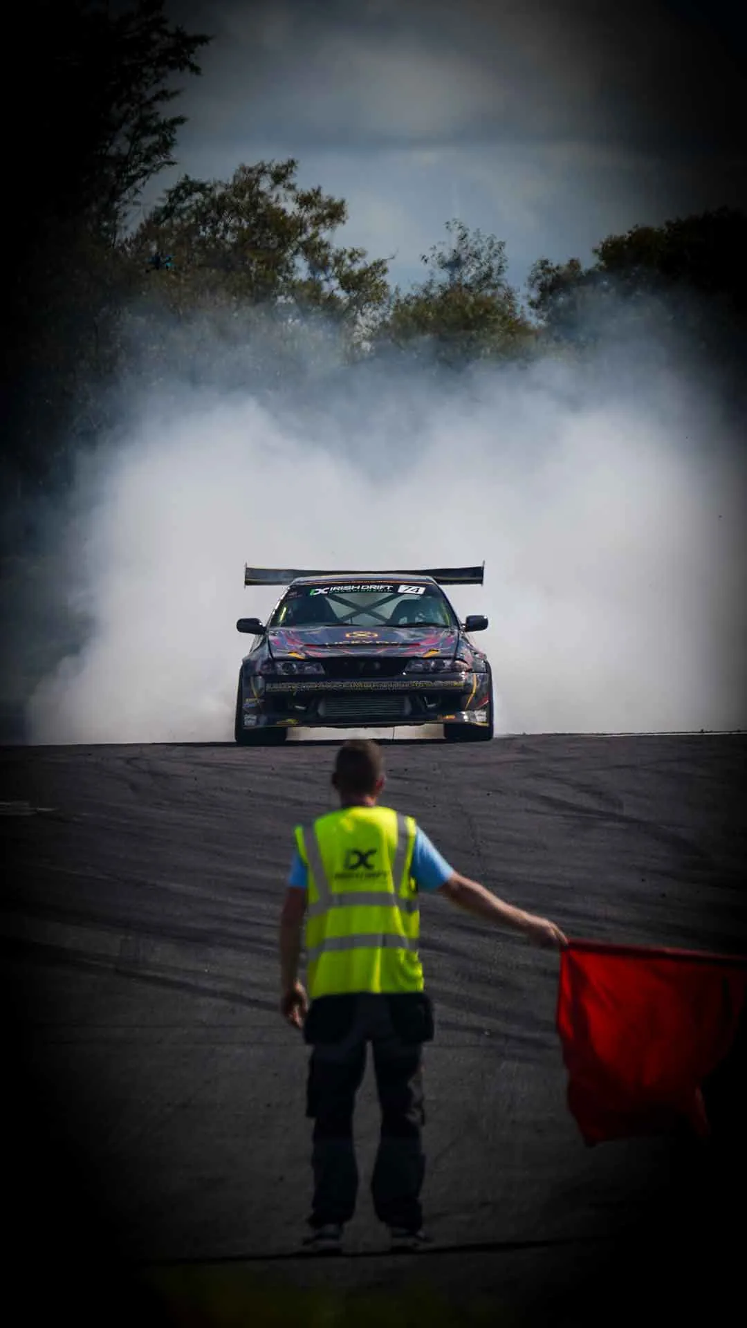 Blue drift car on track